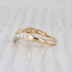 0.28ctw Diamond Contoured Wedding Band Guard Stackable Ring 18k Yellow Gold Sz 7