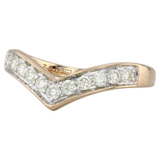 0.28ctw Diamond Contoured Wedding Band Guard Stackable Ring 18k Yellow Gold Sz 7