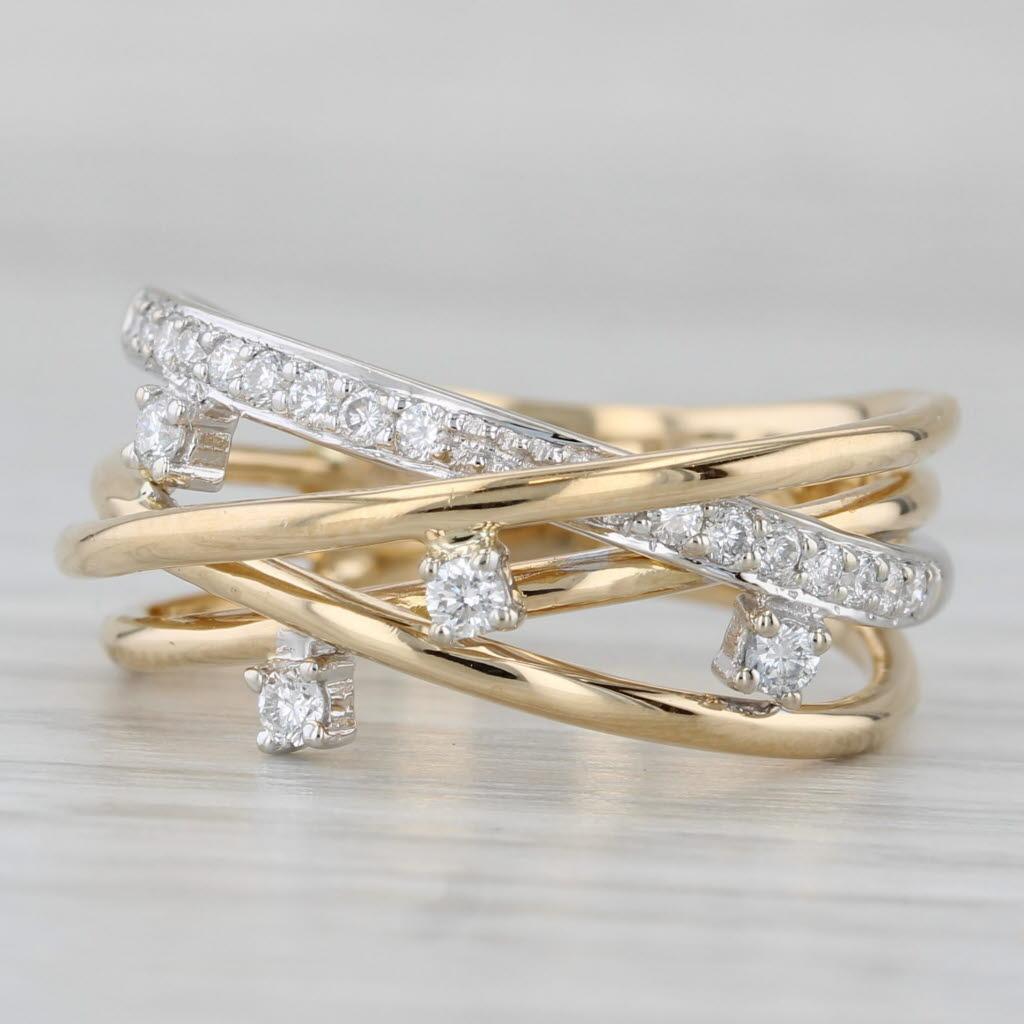 Femenino o masculino 0.28ctw Anillo Orbital de Diamantes Oro Amarillo 18k Talla 7.25 en venta