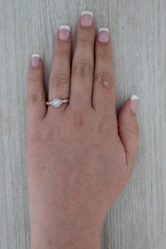 0.28ctw Runde Diamant Halo Verlobungsring 950 Palladium Größe 7.25