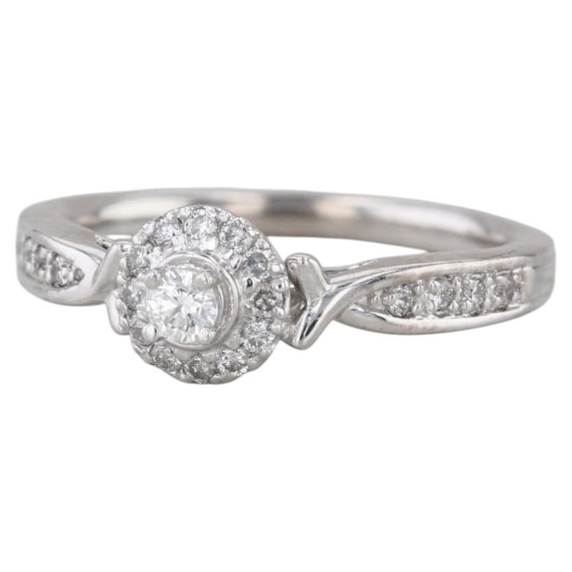 0.28ctw Round Diamond Halo Engagement Ring 950 Palladium Size 7.25