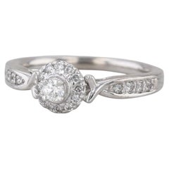 0.28ctw Runde Diamant Halo Verlobungsring 950 Palladium Größe 7.25