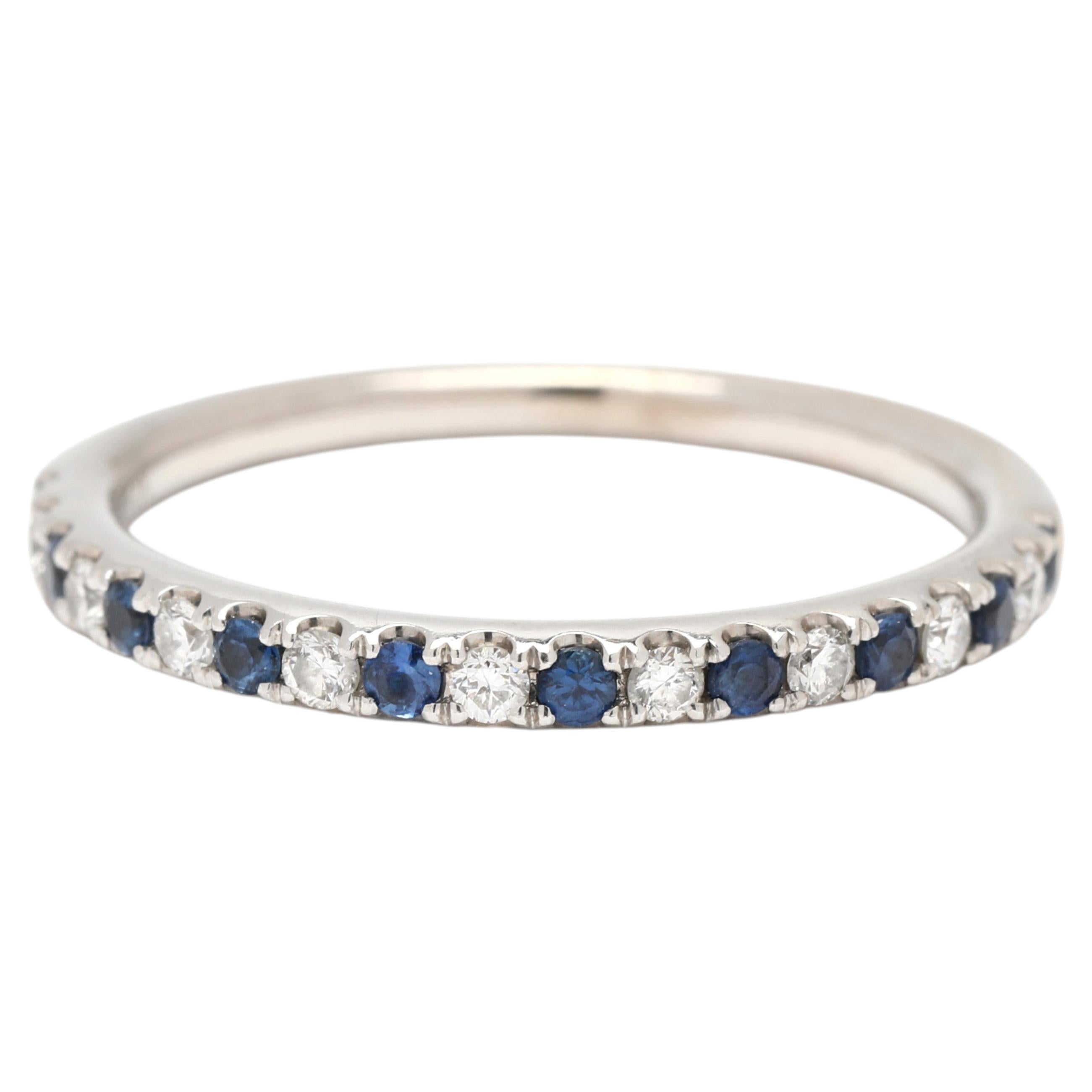 0.28ctw Sapphire & Diamond Band Ring, 14k White Gold, Ring Size 5.75