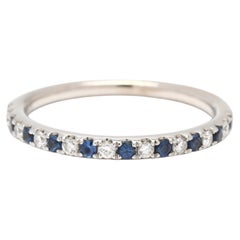 0,28ctw Saphir & Diamant Band Ring, 14k Weißgold, Ringgröße 5,75