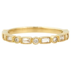 0.29 Carat Baguette and Round Cut Diamond Stackable Ring 14 Karat in Stock