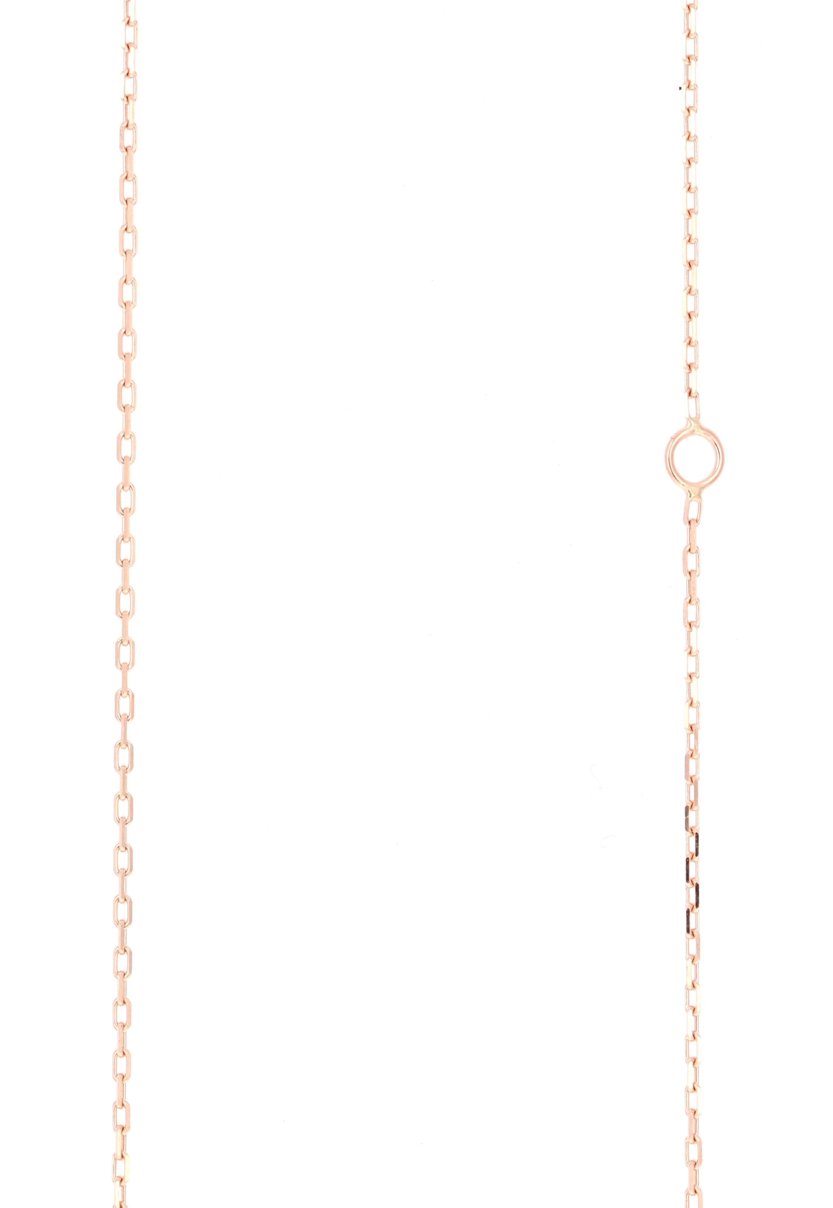 0.29 Carat Baguette Bar Chain Necklace 14 Karat Rose Gold In New Condition For Sale In Los Angeles, CA