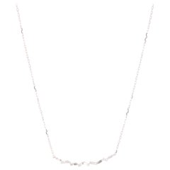 Chaîne collier à barre baguette en or blanc 14 carats de 0,29 carat