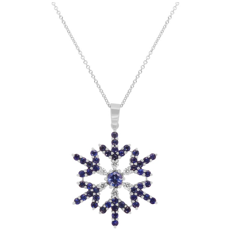 Snowflake Pendant with Sapphires in 14KT Yellow Gold