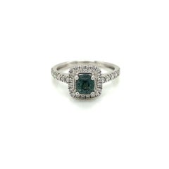 0.29 Carat Cushion cut Alexandrite and Diamond Ring in 18 Karat White Gold