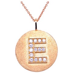0.29 Carat Diamond 14 Karat Gold Round E Initial Pendant