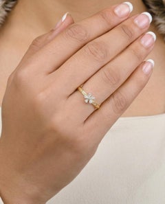 0.29 Carat SI Clarity HI Color Diamond Floral Promise Ring 18 Karat Yellow Gold