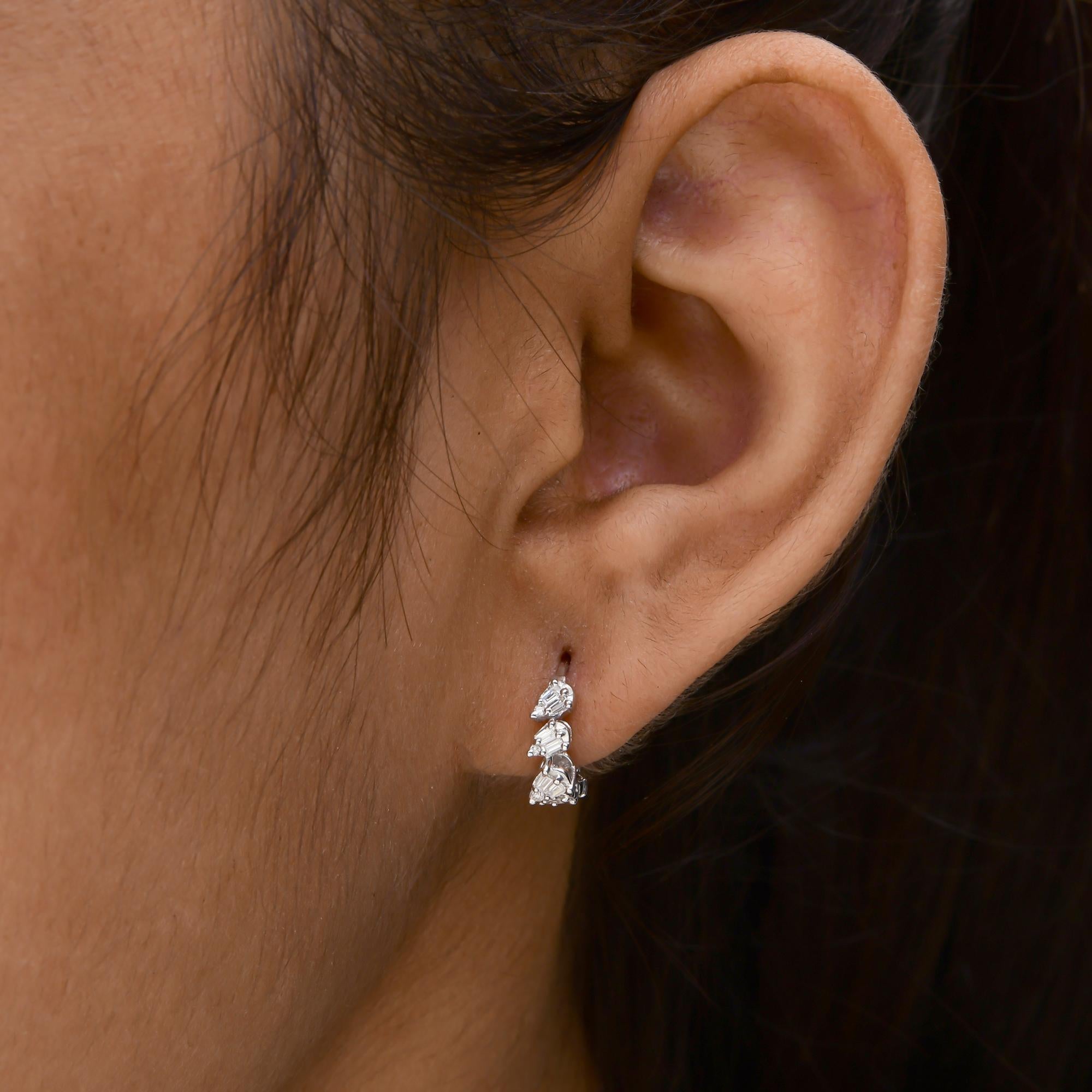 0.29 Karat SI/H Baguette-Diamant-Creolen-Ohrringe aus 14 Karat Weißgold feiner Schmuck (Baguetteschliff) im Angebot