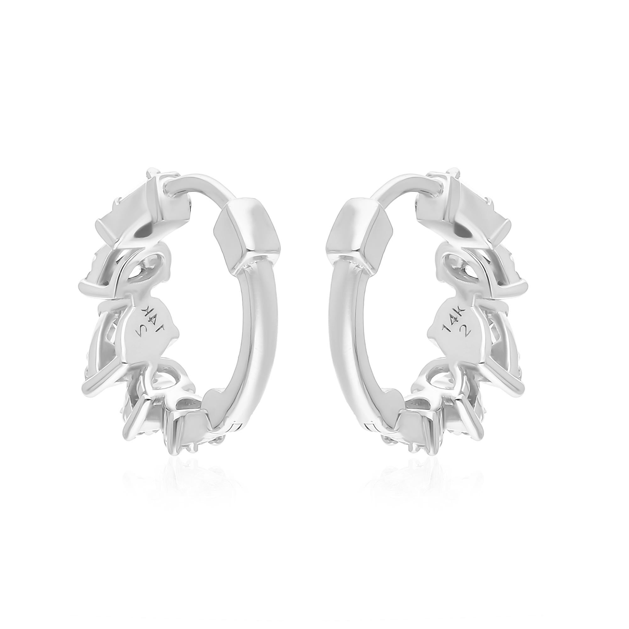 0.29 Karat SI/H Baguette-Diamant-Creolen-Ohrringe aus 14 Karat Weißgold feiner Schmuck im Zustand „Neu“ im Angebot in Diera, Dubai