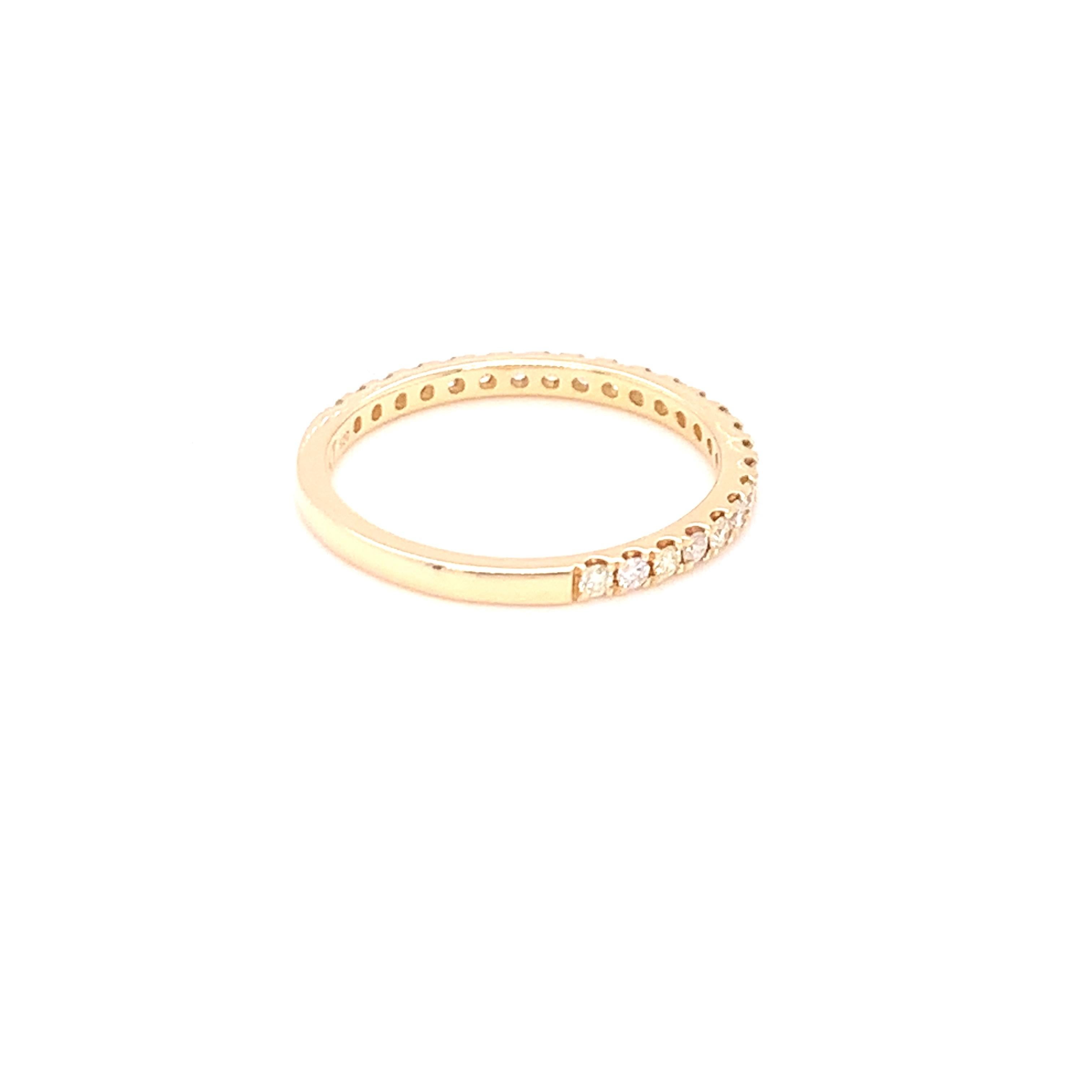 Artisan 0.29 Carat Yellow & White Diamond Band in 14k Yellow Gold For Sale