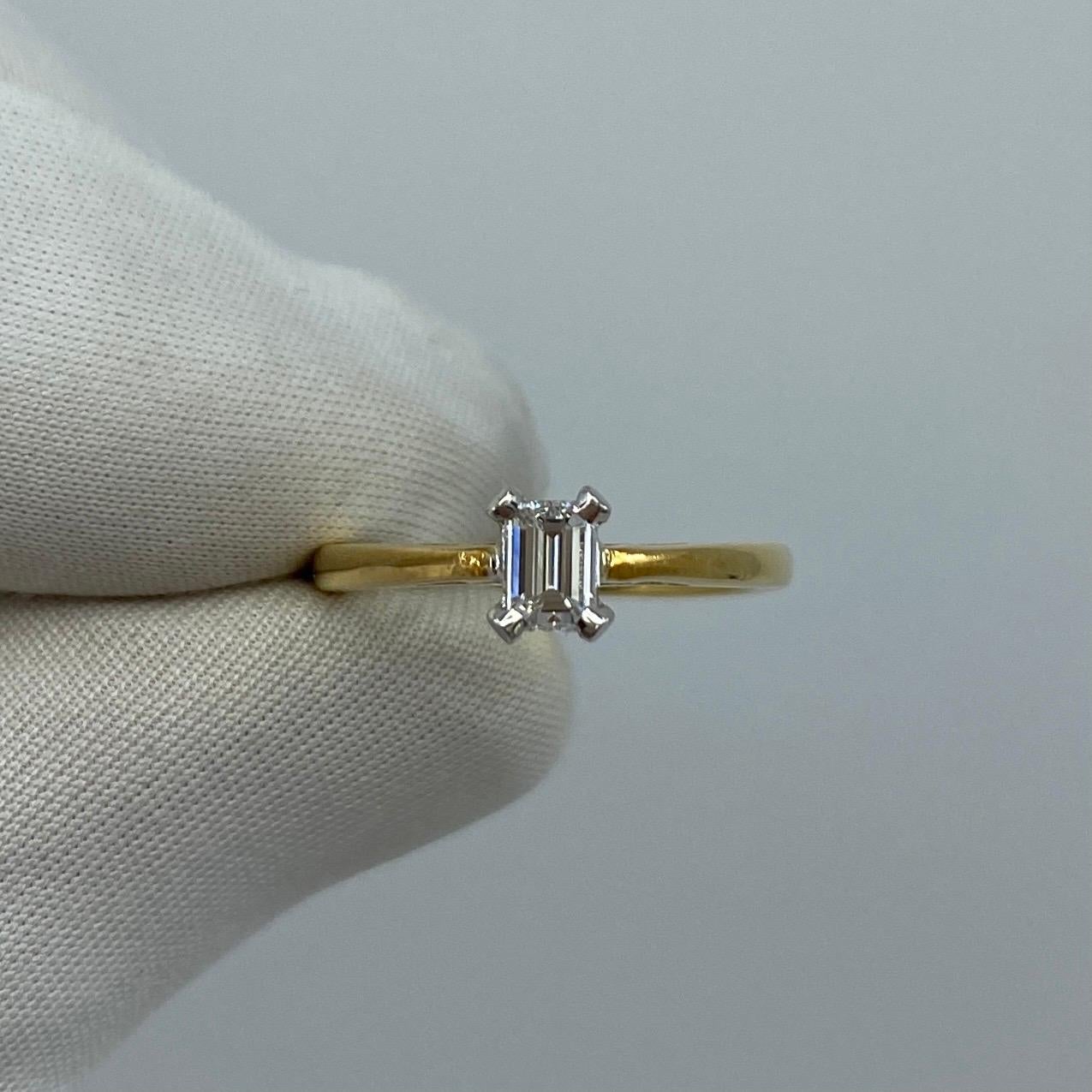 0.29ct Emerald Cut Diamond Solitaire Ring 18k White Yellow Gold Engagement Ring 1