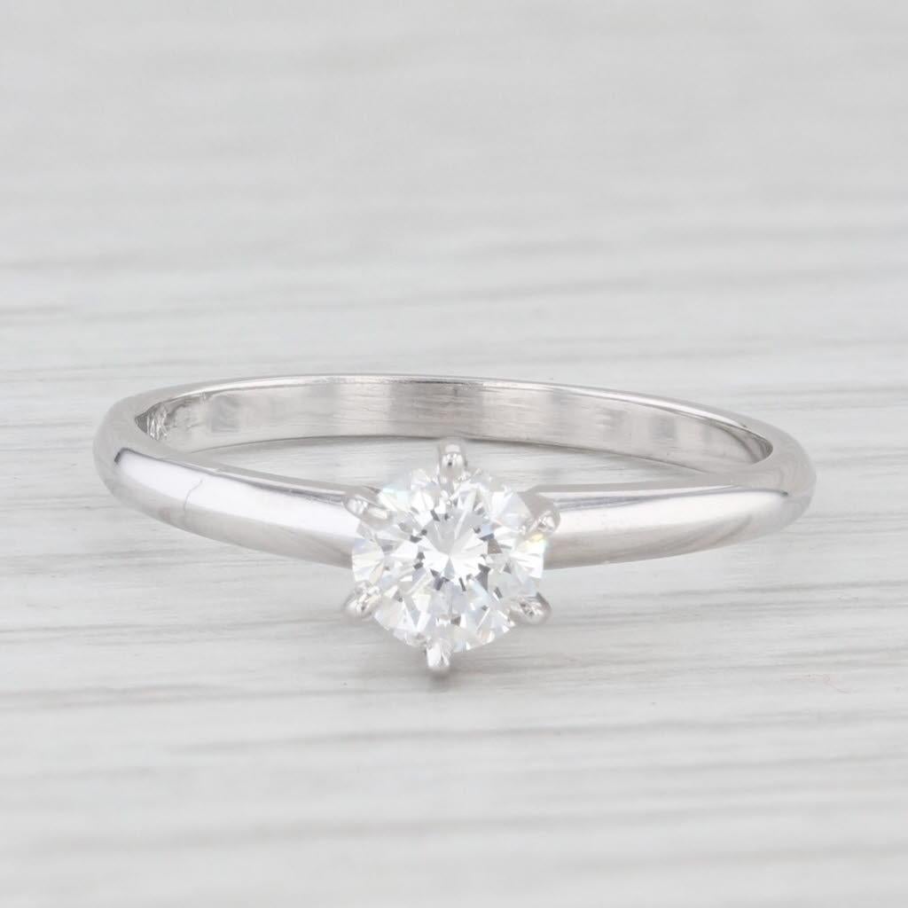 Round Cut 0.29ct VS2 Round Solitaire Diamond Engagement Ring 14k White Gold Size 6 For Sale