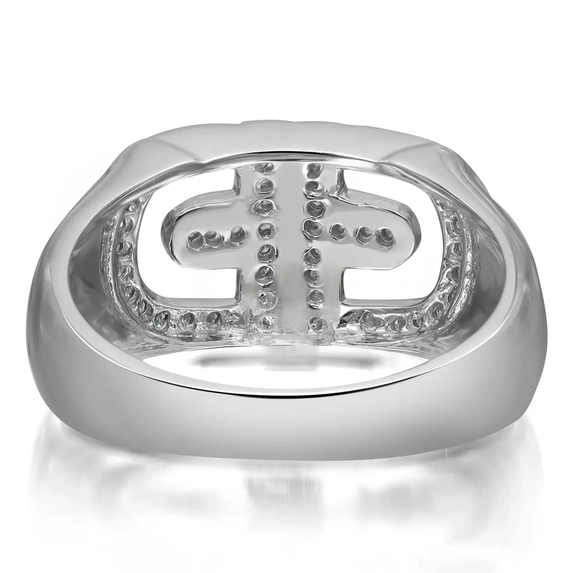 Modern 0.29cttw Pave Set Round Cut Diamond Band Ring 14k White Gold For Sale