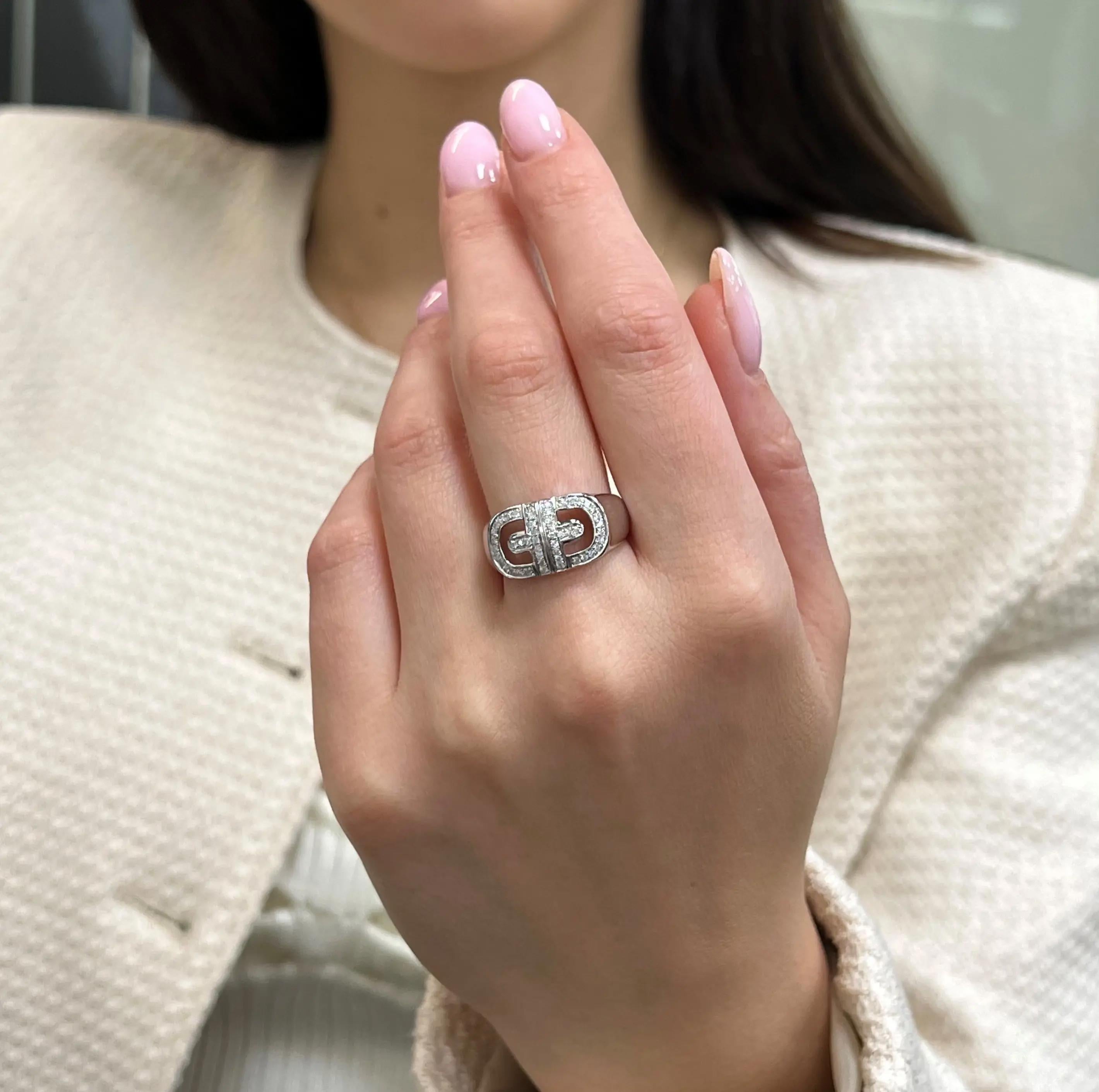 Women's 0.29cttw Pave Set Round Cut Diamond Band Ring 14k White Gold For Sale