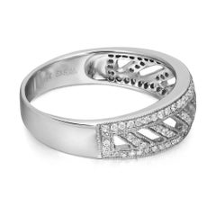 0.29cttw Pave Set Round Cut Diamond Ladies Band Ring 14k White Gold