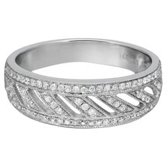 Anello da donna con fascia di diamanti taglio rotondo 0,29cttw Pave Set 14k White Gold