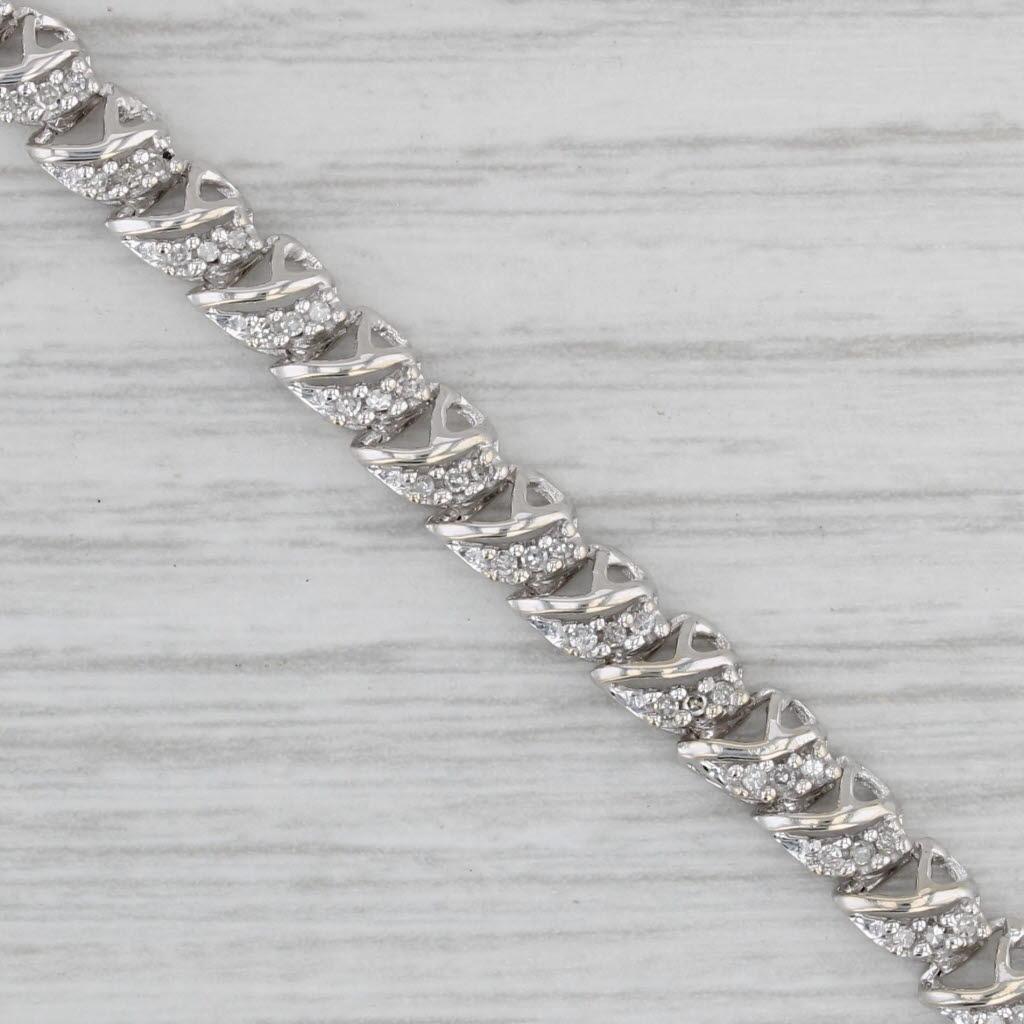 0.29ctw Diamond Chain Bracelet 14k White Gold 7.25