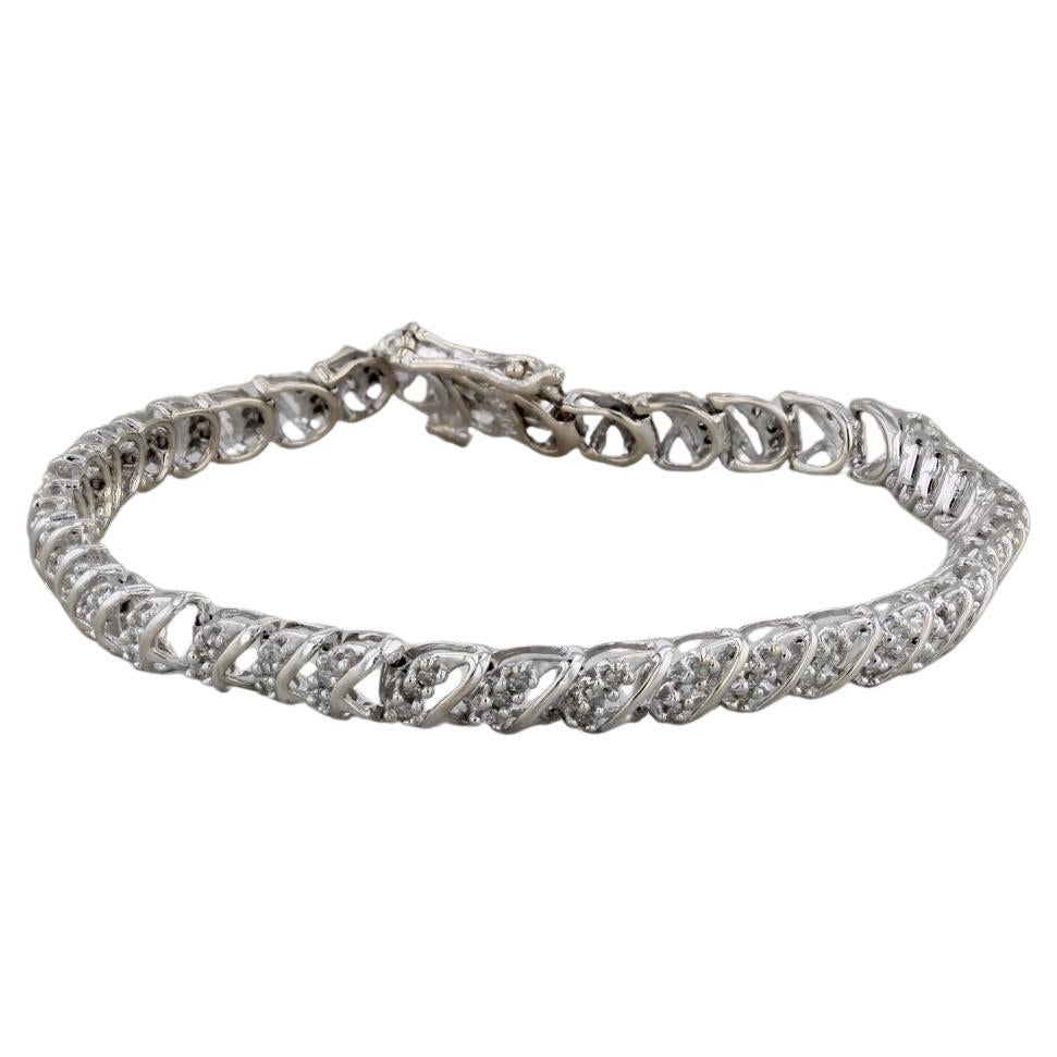 0.29ctw Diamond Chain Bracelet 14k White Gold 7.25" 4.4mm