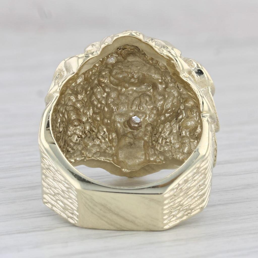Men's 0.29ctw Diamond Roaring Lion Ring 14k Yellow Gold Size 10 For Sale
