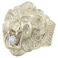 0.29ctw Diamond Roaring Lion Ring 14k Yellow Gold Size 10