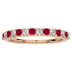 0.2Ct Diamond & 0.2Ct Ruby in 14K Rose Gold Wedding Band 1981 Classic Ring