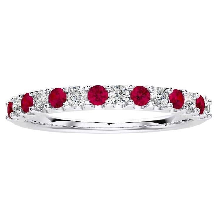 0.2Ct Diamond & 0.2Ct Ruby in 14K White Gold Wedding Band 1981 Classic Ring For Sale