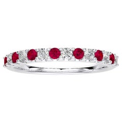 0.2Ct Diamond & 0.2Ct Ruby in 14K White Gold Wedding Band 1981 Classic Ring