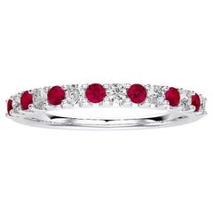 0.2Ct Diamond & 0.2Ct Ruby in 14K White Gold Wedding Band 1981 Classic Ring