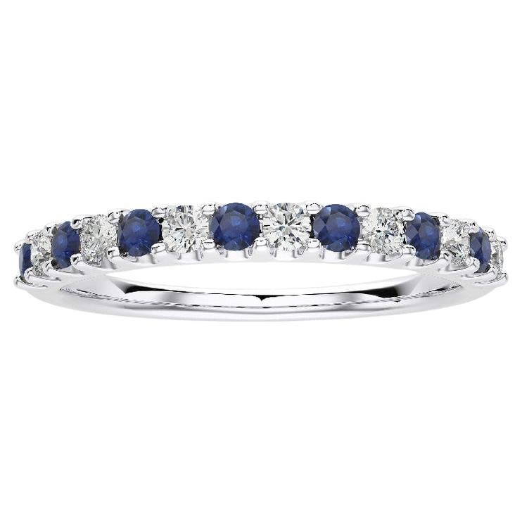 0.2Ct Diamond & 0.2Ct Sapphire in 14K White Gold Wedding Band 1981 Classic Ring For Sale