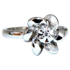 .02ct Diamant Naturel Circulaire Bague Trèfle 14kt*