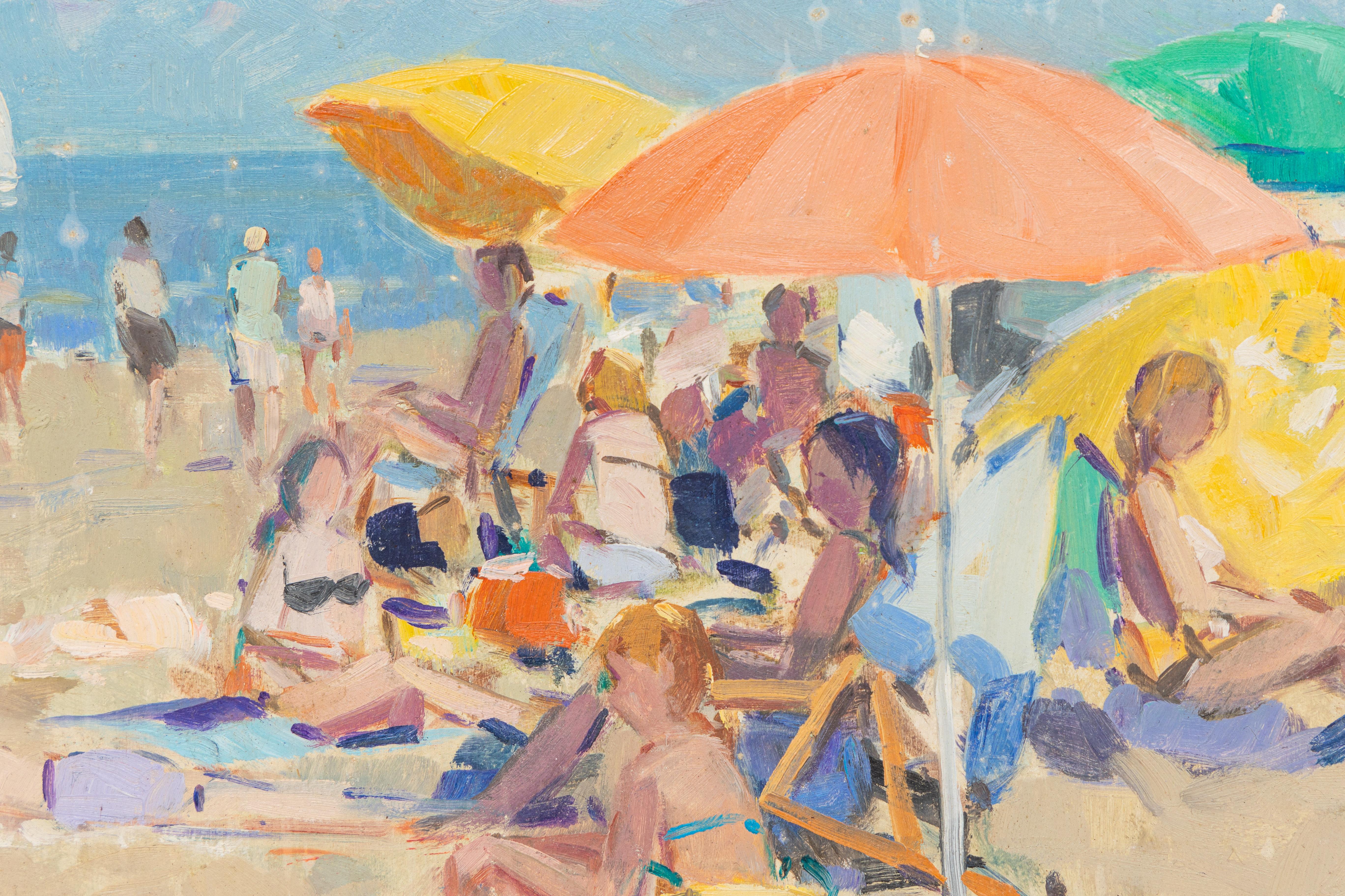 02**Escena de playa impresionista de Niek van der Plas Moderno en venta