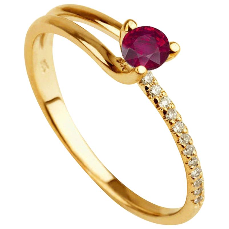 0.3 Carat 14 Karat Rose Gold Round Ruby Delicate Engagement Ring