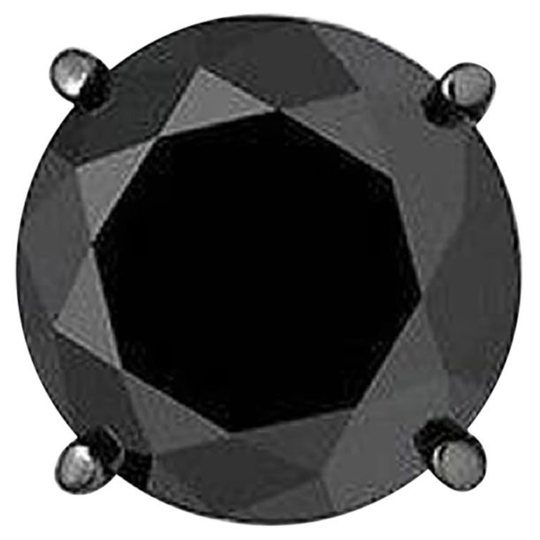 0.3 Carat Black Diamond Single Stud Black Rhodium Earring for Men in 14 K Gold For Sale