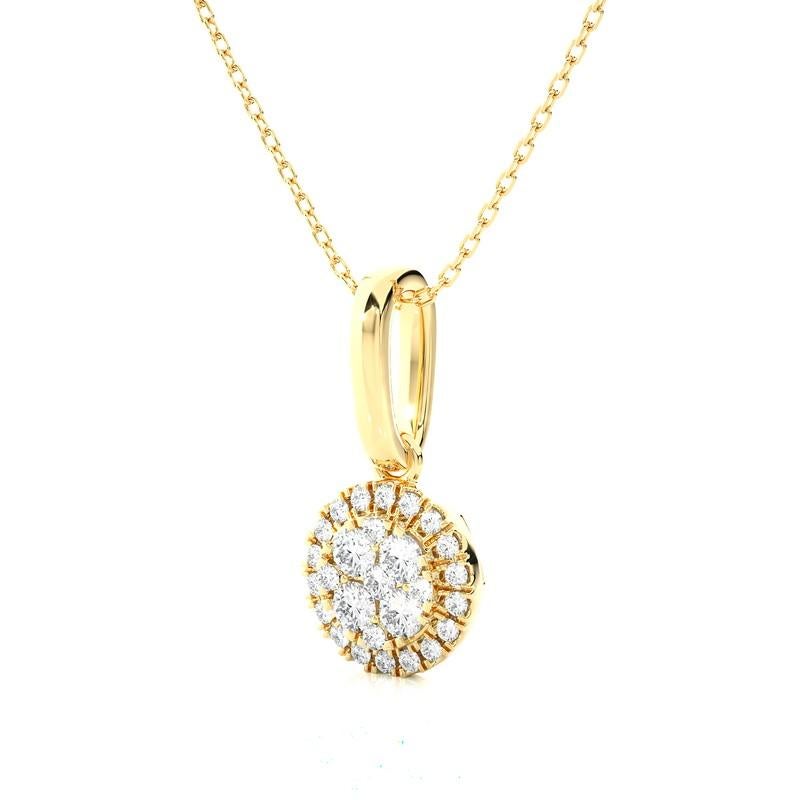 Modern 0.3 Carat Diamond Moonlight Round Cluster Pendant in 14K Yellow Gold  For Sale