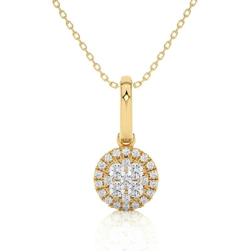 Round Cut 0.3 Carat Diamond Moonlight Round Cluster Pendant in 14K Yellow Gold  For Sale