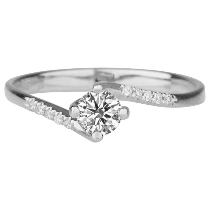 0.3 Carat Platinum Round Diamond Engagement Ring, Twist Diamond Ring