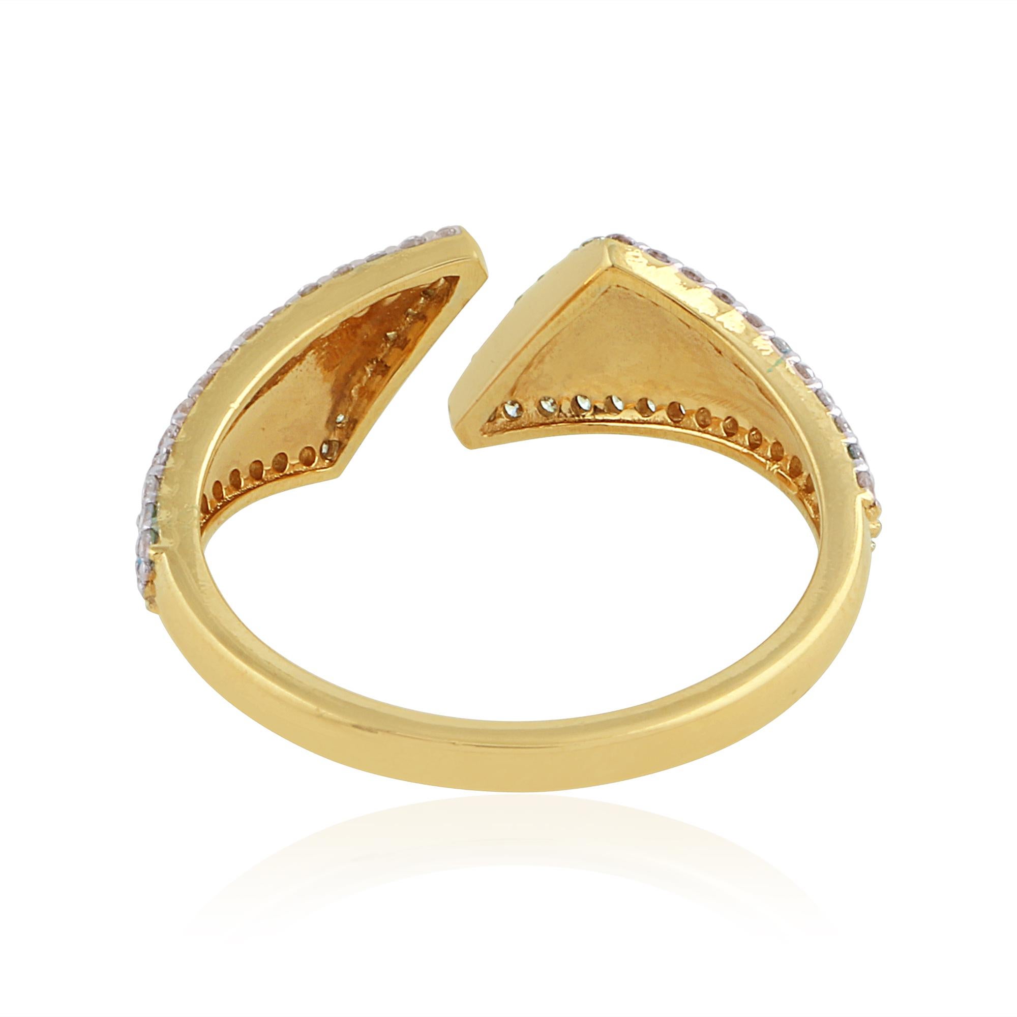 For Sale:  0.3 Carat SI/HI Diamond Turquoise Enamel Spring Ring 18 Karat White Gold Jewelry 3