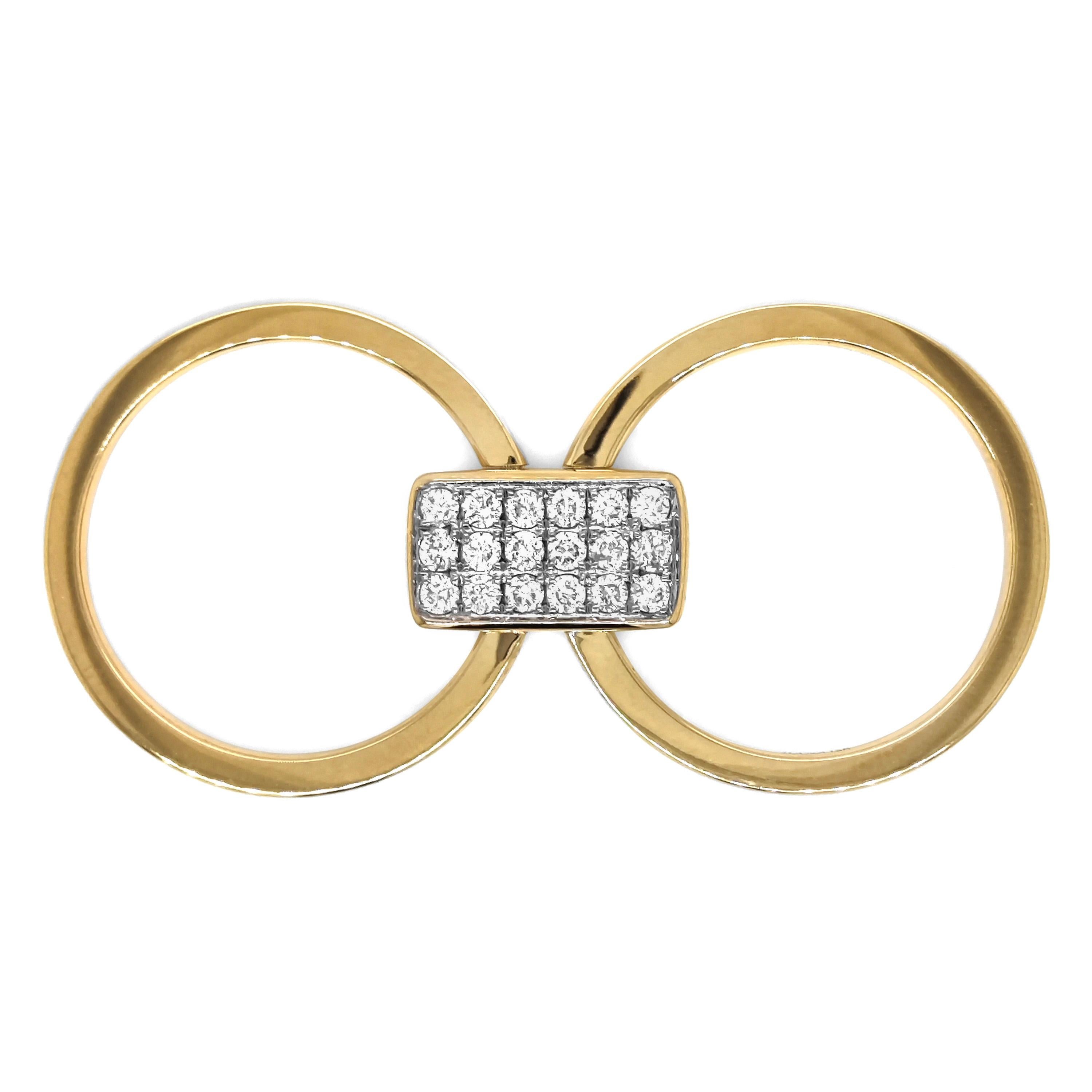 Taille ronde Bague en or jaune avec diamant blanc de 0,3 carat en vente
