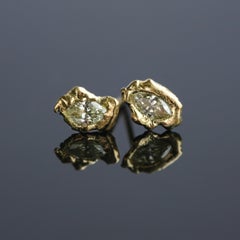 0.3ct Yellow Diamond Marquise Stud Earrings in Molten 18k Gold