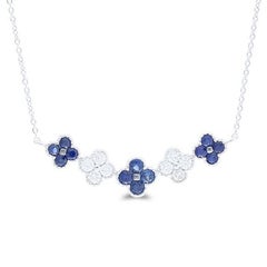 0.3 Ct Diamond & 0.6 Ct Sapphire in 14K White Gold Gazebo Fancy Necklac