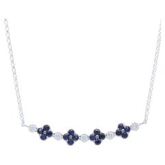 0.3 Ct Diamonds & 0.6 Ct Sapphire in 14K White Gold Gazebo Fancy Necklace