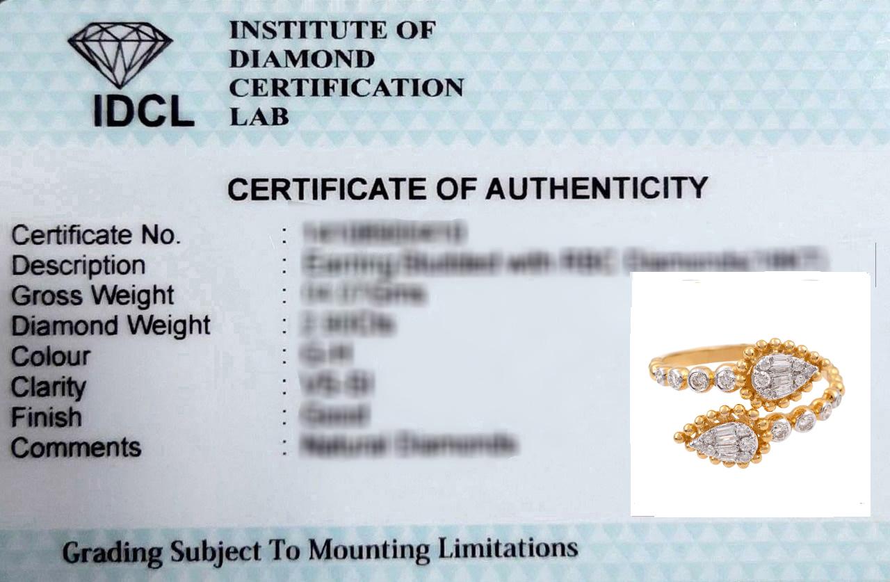 Baguette Cut 0.3 Ct SI Clarity HI Color Baguette Round Diamond Wrap Ring 18 Karat Yellow Gold For Sale