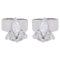 0.3 Ct SI/HI Pear & Marquise Diamond Stud Earrings 18 Karat White Gold Jewelry