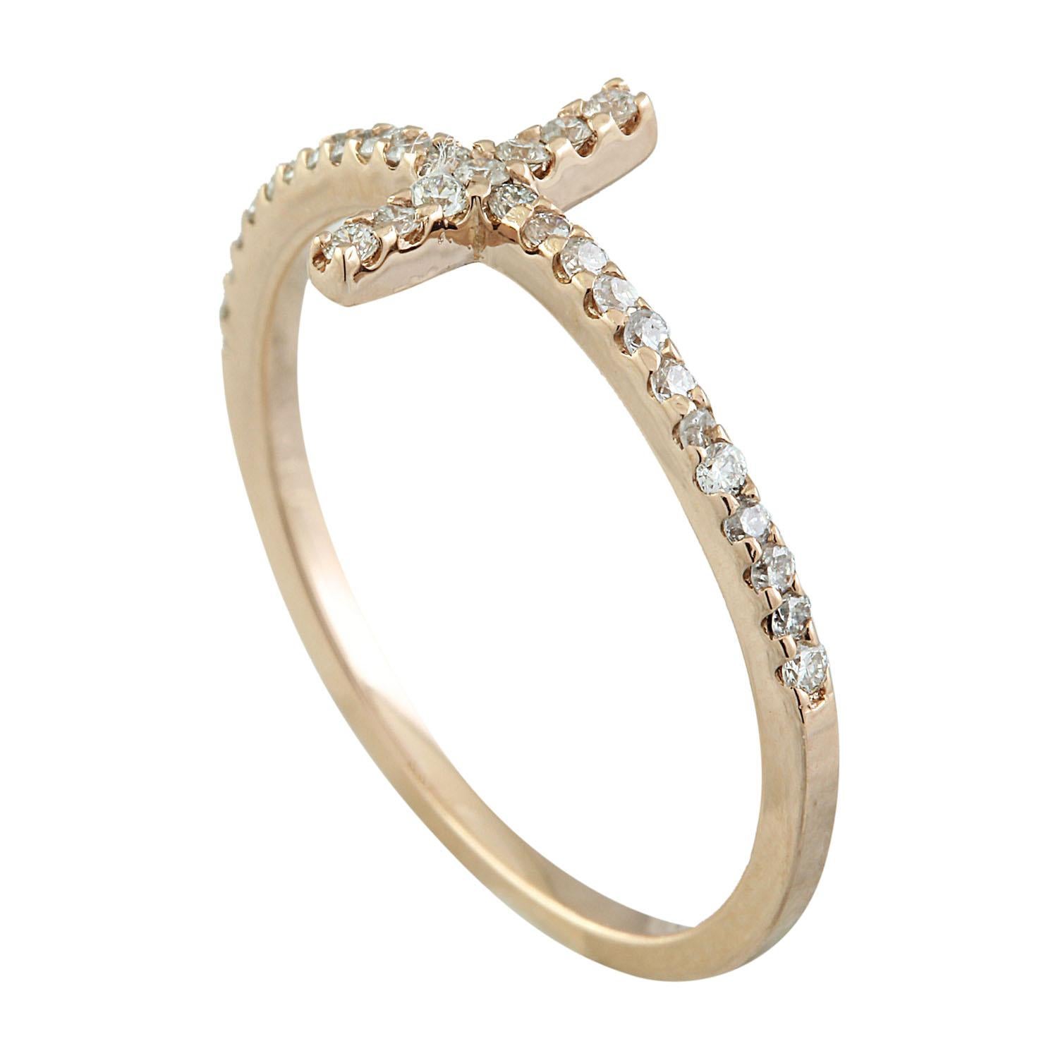 0.30 Carat 14 Karat Solid Rose Gold Diamond Ring In New Condition For Sale In Los Angeles, CA