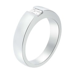 0.30 Carat 18K White Gold Men's Emerald Cut Diamond Ring