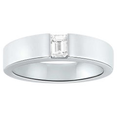 0.30 Carat 18K White Gold Men's Emerald Cut Diamond Ring